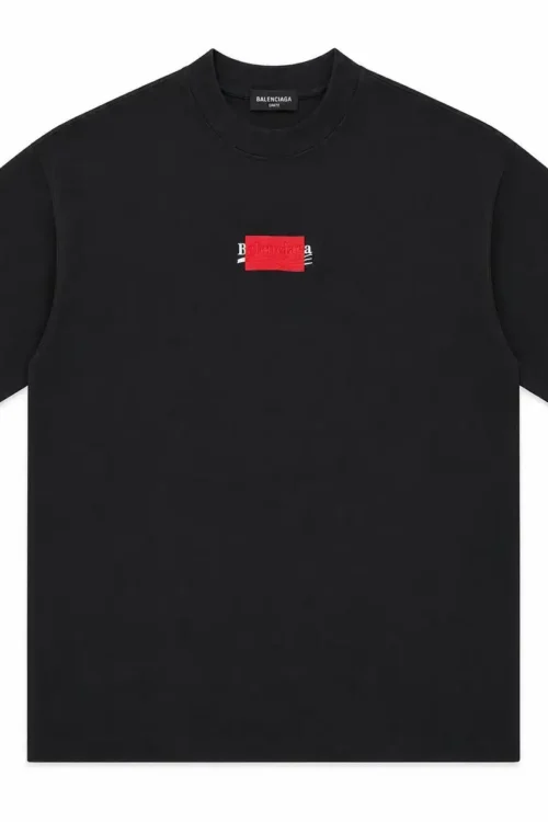 Balenciaga Red Tape Logo T-Shirt – Black