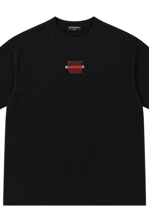 Balenciaga Caution Tape Logo T-Shirt – Black