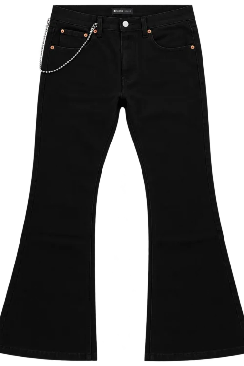Purple Brand Black Flared Chain Jeans
