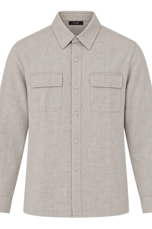 Y.Two Long Sleeve Utility Button-Up Shirt