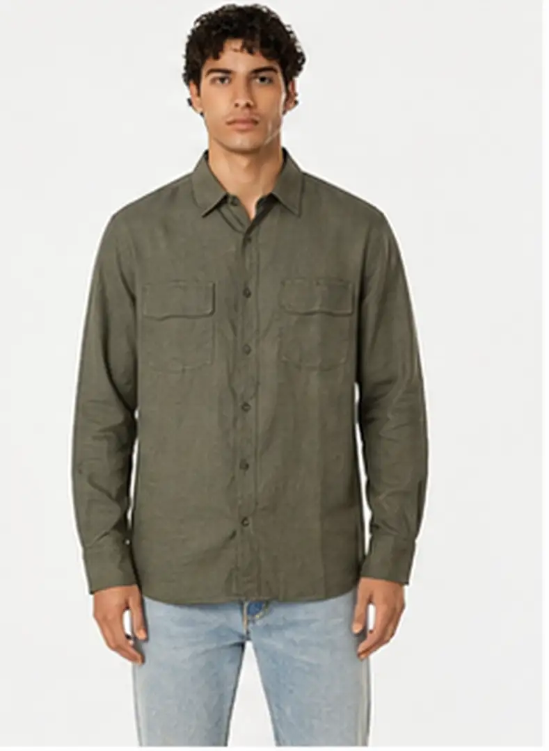 Y.Two Long Sleeve Utility Button-Up Shirt - Image 11